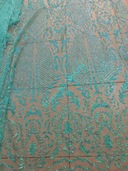 Najnovšie mint zelenej farby BZL-51526 afriky flitrami tylu oka textílie iskrivý lepené lesk flitrami čipky textílie