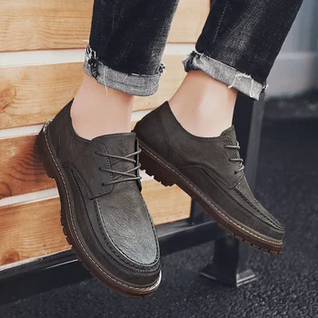 2019 štýl, módne pánske topánky bežné kožené klasiky hnedé gary čierne šnurovacie topánky muž pekné, pohodlné topánky platformu pre mužov