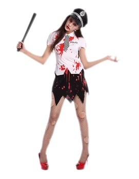 Halloween Krvavé Zombie Polícia Cosplay Kostým pre Ženy Sexy Policewomen Úradník Kostým