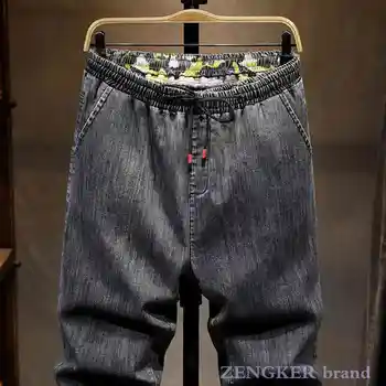 Jeseň Harlan jeans pánske úsek mládeže šnúrkou nohavice s mužmi, štíhly bežné nohavice príliv mens džínsy 7XL 6XL