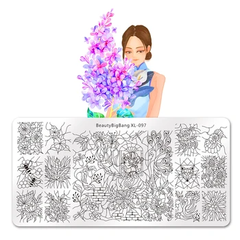 BEAUTYBIGBANG Obdĺžnik Kvet, Motýľ Zmiešané Vzor Nechtov Lisovanie Plechov Nail Art Obraz Dizajn Nástroje Pečiatka Šablóny Šablóny