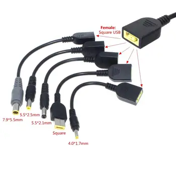 Adaptér jednosmerného prúdu Prevodník Konektor Kábel Kábel Námestie USB Konektor Samica-7.9x5.5 mm 5.5x2.5mm 4.0x1.7mm 5.5x2.1mm Muž