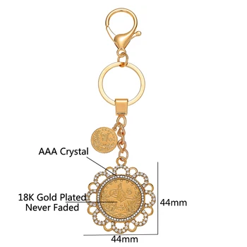 Na Blízkom Východe Afriky Darček Rabian Staroveké Mince Krúžok Moslimských Crystal Kľúčenky Ženy/Muži,Dve Tón Zlatá Farba Šperky