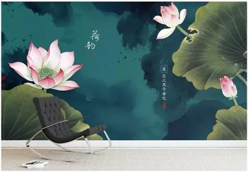 3d tapety vlastné fotografie Čínsky atrament lotus Pozadí domácich majstrov 3d nástenné maľby, tapety na steny, 3 d obývacia izba