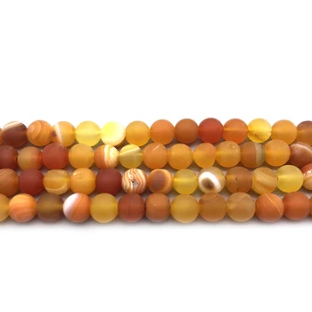Prírodný Kameň Orange Matný Prúžok Agates Kolo Voľné Dištančné Korálky Pre DIY Náramok Šperky, Takže 4 6 8 10 12 mm 1strand/veľa