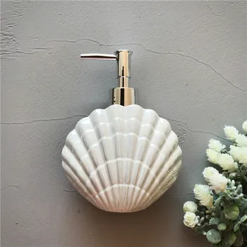 Keramické Shell tvar Kúpeľňa Príslušenstvo Sada na Umývanie Nástrojov Fľaša ústna voda Cup Mydlo, zubná Kefka Držiteľ Domácnosť WF