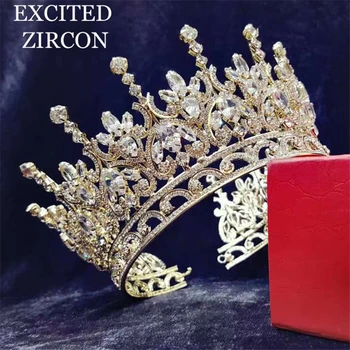 2020 Nový Dizajn Luxusné Koruny Kráľovná Módy Ušľachtilý Nádherné Krištáľové Šperky, Zirkón Pokrývku Hlavy Svadobné Svadobné Party Doplnky, Darčeky