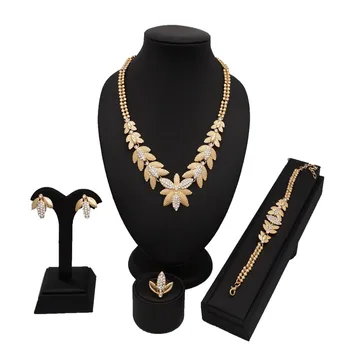 Zlatá farba módne šperky sady super kvalita šperky set vysoko módne šperky set ženy náhrdelník svadobný náhrdelník