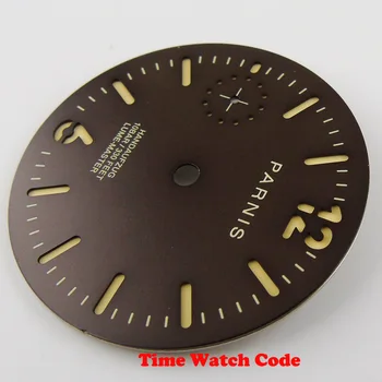 Parnis 35.4 mm čierne hodinky dial fit ETA 6497 ručné navíjanie pohyb sekúnd dial žlté značky hodinky