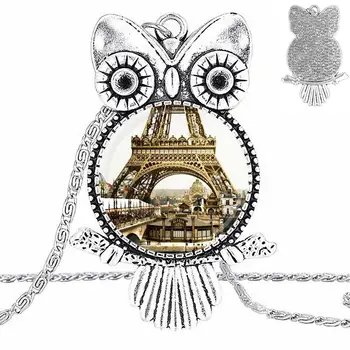 EJ Glazúra Pre Mužov, Ženy Ročník Eiffelova Veža Módny Náhrdelník s Dlhým Reťazcom S Náhrdelník Sova Šperky