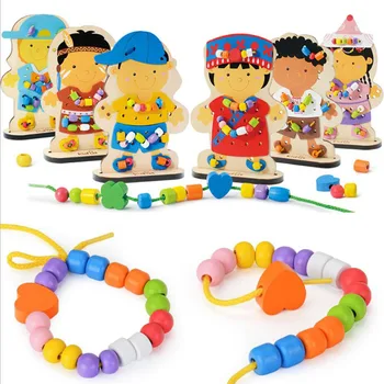 Ručné Lištovanie Drevené Vzdelávania Vzdelávanie Korálkové Bábiky Pearl Montessori detské Vzdelávacie Hračky pre Deti, Darčeky