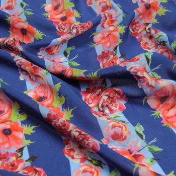 Red rose prúžok dizajn a modré pruhované tlač hodvábny Krep DE chine textílie,SCDC666