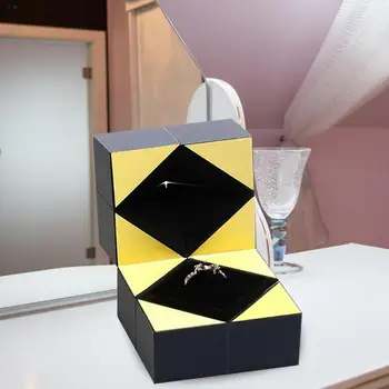 Kreatívne Cube Design Krúžok Box Úložný Prípade Svadobné Šperky Zobraziť Držiteľ Darček