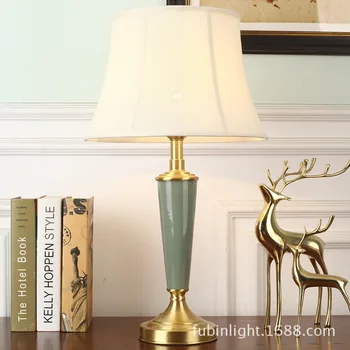 Americký Štýl Medi Keramická stolná Lampa pre Spálne Skriňa, Nočné Lampy, Obývacia Izba Hotel Model Izba Zelená stolná Lampa