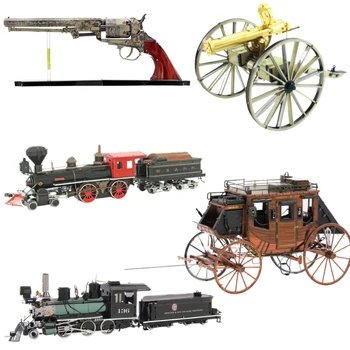 Wild West 3D Kovov Puzzle Gatling Zbraň, Revolver Lokomotívy Vlaku Model Súpravy DIY Plavidlá, Laser Cut Zostaviť Skladačka Darček Dospelých, Hračky