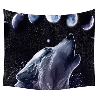 PLstar Vesmíru Gobelín Galaxy Wolf 3D Tlač Tapestrying Obdĺžnikový Domova Stene Visí Domáce Dekorácie Štýl-06