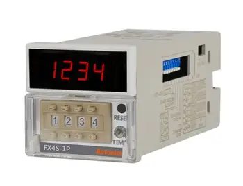 FX4S-1P4 Počítadlo & Časovač, 1/16 DIN, 4-Miestne, LED, 1 Predvoľba, Relé & NPN Výstup, 100-240 VAC, 50/60 Hz