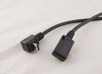 5 ks Nahor Smerom 90-Stupňový Uhol Micro USB 5 Pin Samec Samica Predlžovací Kábel 28 cm