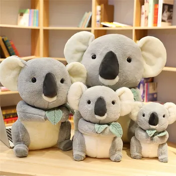 Rozkošný Simulácie Lesných Zvierat Listy Holding Koala Plyšové Hračky Pohodlné Spanie Vankúš Vyhladenie Plnené Bábiky Pre Deti