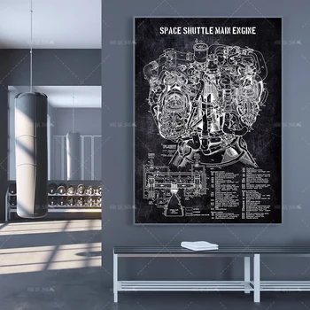 HD Plátno Maliarske Umenie Tlač Klasické Space Shuttle Main Engine Plagát Modulárny Obrázok Obývacia Izba Dekor Spálňa Domáce Dekorácie