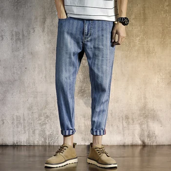 2018 hárem nohavice mužov džínsy muž denim dlhé Nohavice harems jean bežné plus veľkosť 28-42 modrá Jeanswear voľné hip prekladané prúžok