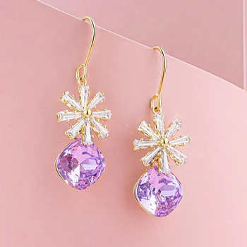 Módne fialové prívesok kvetinový náušnice 2020 trend temperament elegantné náušnice Šperky Earrring nádherné Módne Stud Náušnice
