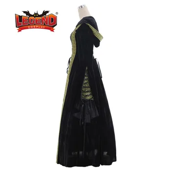 Stredoveké Renesančné čierne zamatové šaty, plesové Šaty, Šaty stredoveké cosplay kostým zamatové šaty na zákazku