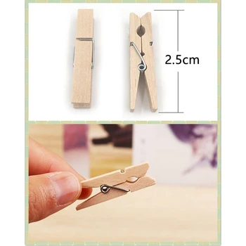 Mini Clothespins, Mini Prírodné Drevené Clothespins s Juty Motúzov, Multi-Function Clothespins Foto (Prírodné 250 Ks)