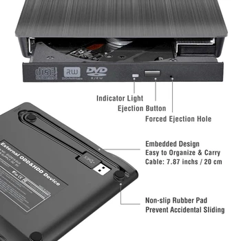 Externý disk CD, DVD, USB 3.0, Premium Prenosné DVD/CD-ROM +/-RW Optická Mechanika Horák Spisovateľ Prehrávač pre Notebook, PC a Mac