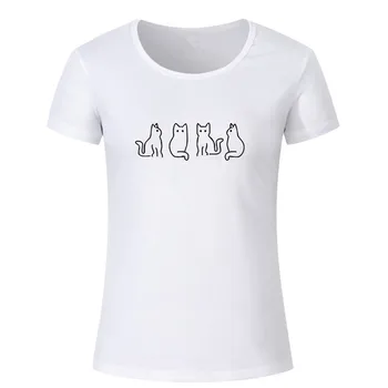 Mačka vzor ženy grafické T-shirt Harajuku roztomilý Mačiatok t-shirt Príležitostné letné módne tričko 90. rokov roztomilý Grunge top ženský Čaj
