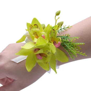 Simulácia Cymbidium Zápästie Kvet Orchidea Umelá Elegantné Nevesta Bridesmaid, Svadobné Doplnky