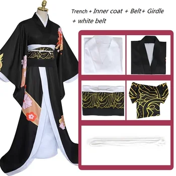 Démon Vrah Vytlačené Čierne Kimono Kibutsuji Muzan Cosplay Kostýmy Zákopy Srsti Ženy Kimono Uniformy Oblečenie, Šaty, Obleky