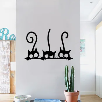 Samolepky na stenu Tri Mačky, Nálepky Roztomilý Zvierat Okno Obtlačky nástennú maľbu Domova pre Strany Chlapec, Izba Nepremokavé Obtlačky