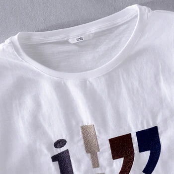 2019 Nový príchod-krátke rukávy ľanu t-shirt mužov značky biele tričko pánske letné topy tričko muž ležérne módne tričká košieľka