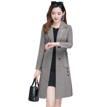 Vysoko kvalitné dámske windbreaker srsť stredne dlhá plus veľkosť žien 2020 nový príliv jeseň zimný kabát kórejský voľné hrubé