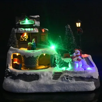 Zz-Luminiscenčných Rotujúcich Malých House Music Osvetlenie Vianočné Živice Živice Vianočné Scény Obce Chata Mesta Vianoce
