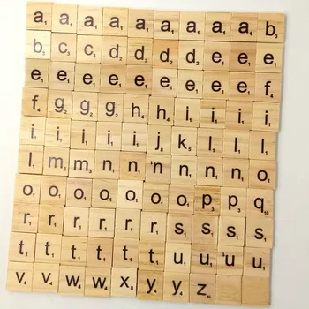 Malé Písmeno 100ks/set anglické Slová Drevené Písmená Abecedy Dlaždice Black Scrabble Písmená a Čísla, Pre Remeslá Dreva