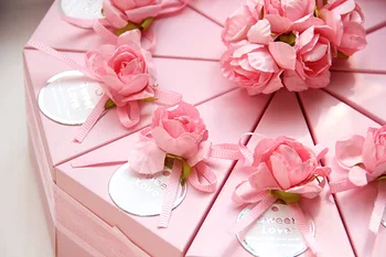 Nové 50Pcs Tvorivé Romantická Ružová/Modrá kvetina Svadobné dekorácie tortu Candy Box papierové darčekové krabičky Svadobné Zdvorilosti