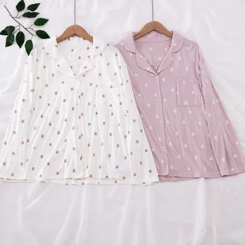 Biela Pijama Feminino Inverno 2020 na Jar a na Jeseň Nové Produkty Žien Bavlna Modálne Pyžamo Dva-kus Dlhý Rukáv oblečenie pre voľný čas