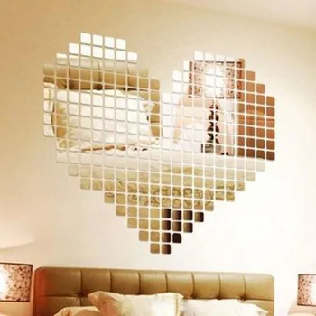 100ks Izba Odtlačkový Home Decor Art DIY Akryl 2x2cm Mozaiky Zrkadlo na Stenu-Nálepky populárne new horúce predaj