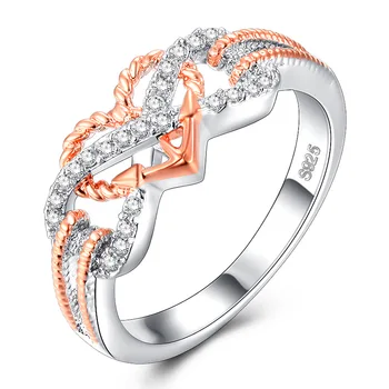 Svadobné Zásnubný Prsteň Love Dvoch Farbách Srdce Infinity Prstene pre Ženy Cubic Zirconia Šperky, Módne Doplnky, Darčeky