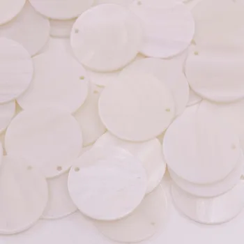 Množstvo 50 KS Okrúhle Mince Shell Biela perleť Voľné Korálky 30 mm 25 mm 15 mm 20 mm