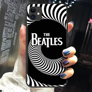 Beatle Kapela Telefón Prípade Cover obal Pre Iphone 5, 5s Se 2 6 6 7 8 12 Mini Plus X XS XR 11 PRO MAX black Etui Módne Hoesjes