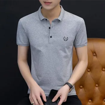 Letné nové krátkym rukávom Polo tričko kórejská verzia slim klope mužov ležérne módne tričko pure color pekný zmluvne Polo