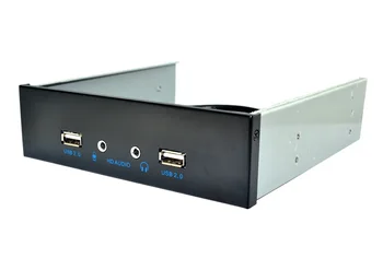 L 4 Porty HD Audio 3,5 mm+ USB2.0 5.25 Palcové Diskety Bay Front Panel S napájacím Adaptérom USB 2.0 Hub Spilitter 2Ports usb2.0