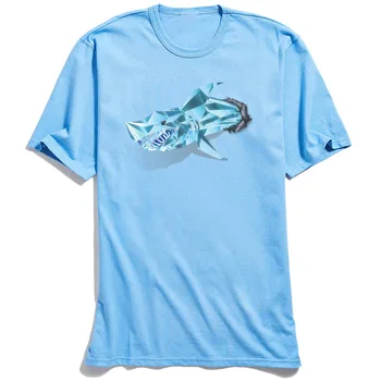 ICE SHARK T-Shirt pre Mužov Pohodlné 3D Tričko 2018 Populárne Svetlo Modrá Tees Posádky Krku NOVÝ ROK DEŇ Bavlna Krátky Rukáv Topy