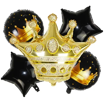 Black Gold Narodeninovej Party Balón Nastaviť 32inch Číslo Fólie Ballon Koruny Pentagram Narodeninové Balóny, Dekorácie Deti Hračka Globos
