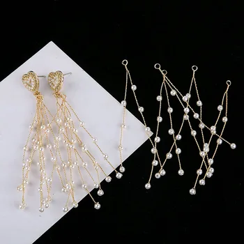4pcs Čínsky štýl, medený drôt pearl pletená pobočiek dlhé strapce Náušnice Pre Ženy, Dievčatá DIY sponky do vlasov Hanfu materiálov šperky