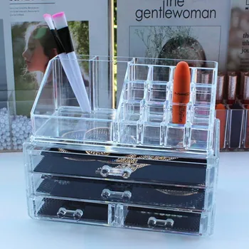 Multifunkčné Akryl Stôl Ploche Organizátor Zásuvky Šperky Prípade Kozmetika Vata Držiteľ Make-Up Organizátor Úložný Box