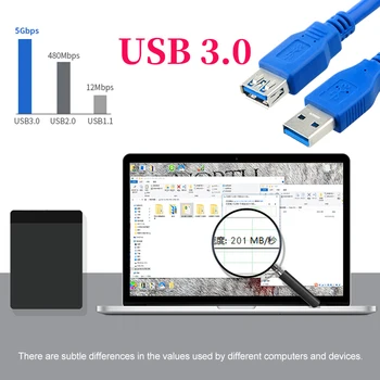 USB 3.0 Mužov a Žien 5Gbps lanové Počítač Port Rozšírenie Údajov Drôtu Vysokej Rýchlosti, Stabilný Prenos Počítača Medený Kábel